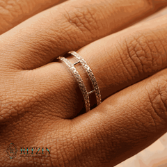 Einzigartiger 1,55 TCW runder Moissanit-Diamant Halb-Ewigkeits-Ehering mit zweireihigem Ring Exklusives Schmuckgeschenk für Sie 