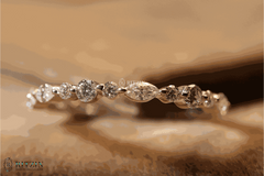 0,72 TCW Marquise- und Rundschliff Moissanit-Diamant Halb-Ewigkeits-Ehering für Frauen