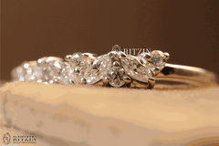 3,52 TCW Marquise- und Rundschliff Moissanit-Diamant Halb-Ewigkeits-Ehering für Frauen