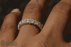 Exklusiver 1,78 TCW Moissanit Baguette und Marquise Form Halb Ewigkeit Ehering Schmuck Geschenk für Sie 
