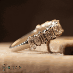Exklusiver 1,78 TCW Moissanit Baguette und Marquise Form Halb Ewigkeit Ehering Schmuck Geschenk für Sie 
