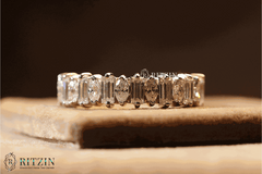 Exklusiver 1,78 TCW Moissanit Baguette und Marquise Form Halb Ewigkeit Ehering Schmuck Geschenk für Sie 