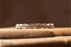 Women's Exclusive 0.42 TCW Moissanite round Brilliant Vintage Anniversary Band Jewelry Gift for Her Women's Moissanite Rings