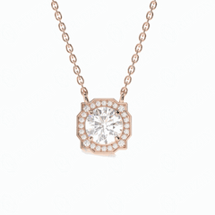 1.00 TCW Round Brilliant Cut Charm 10K Lab Grown Diamond Pendant for Women