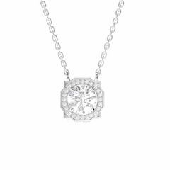 1.00 TCW Round Brilliant Cut Charm 10K Lab Grown Diamond Pendant for Women