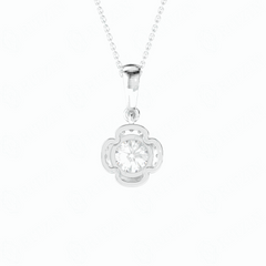1.00 TCW Round Brilliant Cut Charm 10K Lab Grown Diamond Pendant for Women