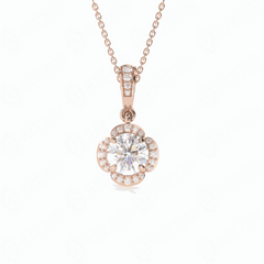 1.00 TCW Round Brilliant Cut Charm 10K Lab Grown Diamond Pendant for Women