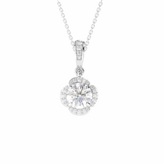 1.00 TCW Round Brilliant Cut Charm 10K Lab Grown Diamond Pendant for Women