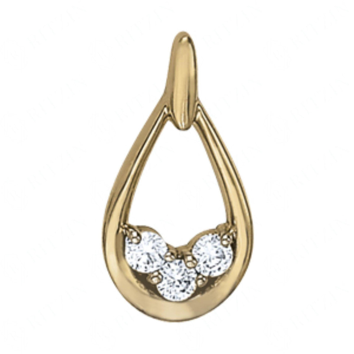 3.50MM_Round Cut Diamond 3 Stone Pendant For_Women