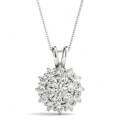 3.00MM Round Cut Cluster Style Charm Pendant For _Women_