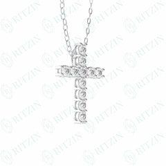 1.90 TCW Cross Round Brilliant Cut Cross 10K Lab Grown Diamond Pendant for Women