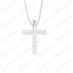 1.90 TCW Cross Round Brilliant Cut Cross 10K Lab Grown Diamond Pendant for Women