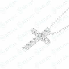 1.90 TCW Cross Round Brilliant Cut Cross 10K Lab Grown Diamond Pendant for Women