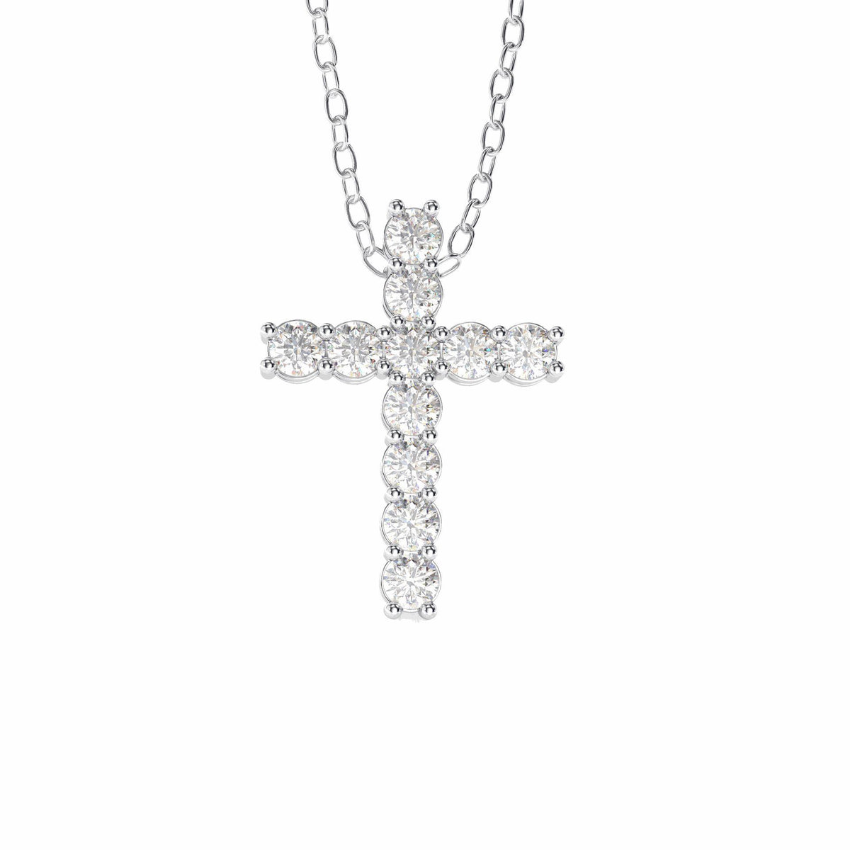 1.90 TCW Cross Round Brilliant Cut Cross 10K Lab Grown Diamond Pendant for Women