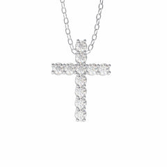 1.90 TCW Cross Round Brilliant Cut Cross 10K Lab Grown Diamond Pendant for Women